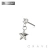 IMPLANT GRADE TITANIUM THREADLESS PUSH IN ROUND CZ DANGLE STAR TOP PART